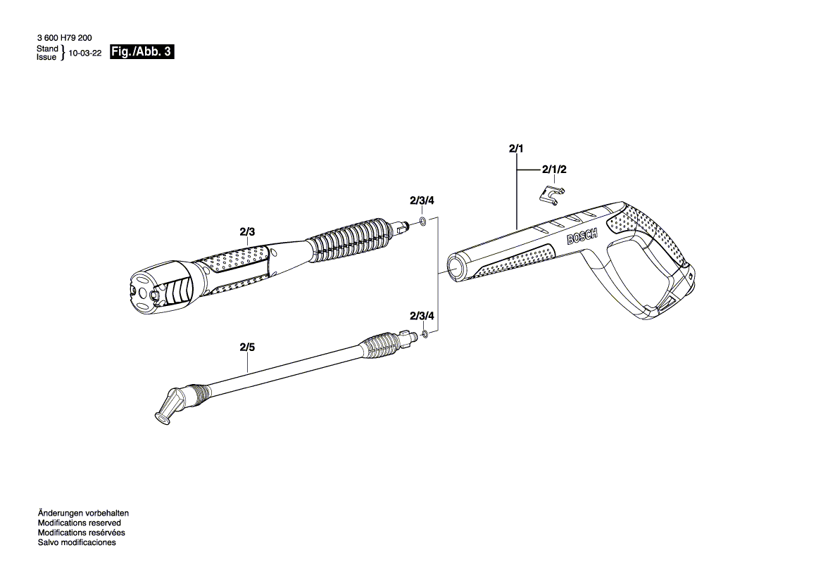 Для очистителя высокого давления Bosch AQUATAK CLIC 135 230 V 3600H79200, деталировка 3