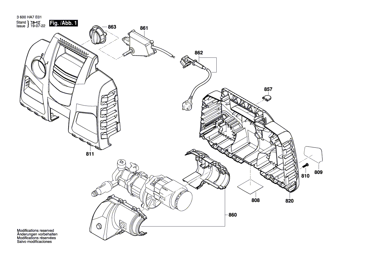 Для очистителя высокого давления Bosch EasyAquatak 100 230 V 3600HA7E01, деталировка 1