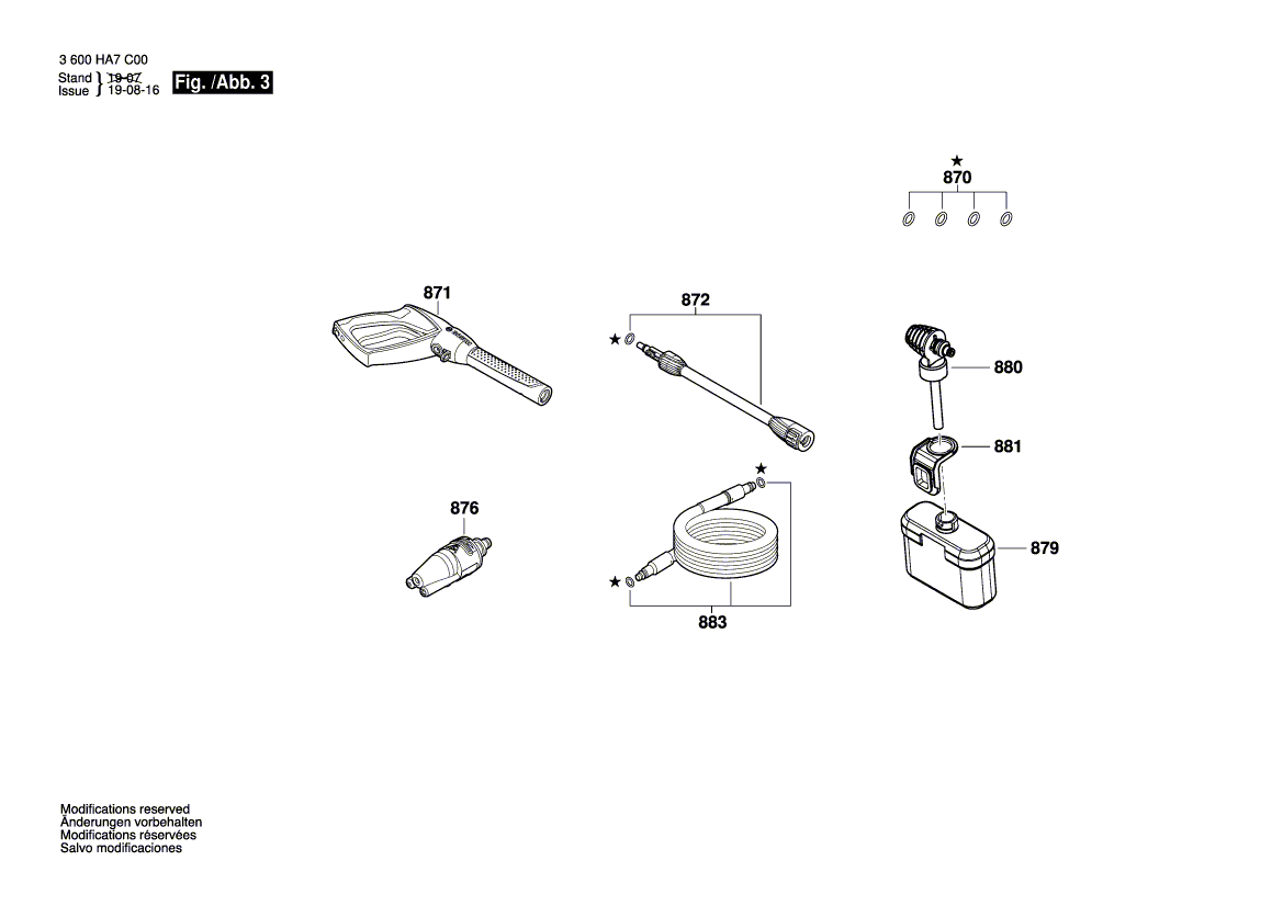 Для очистителя высокого давления Bosch UniversalAquatak 135 230 V 3600HA7C00, деталировка 3