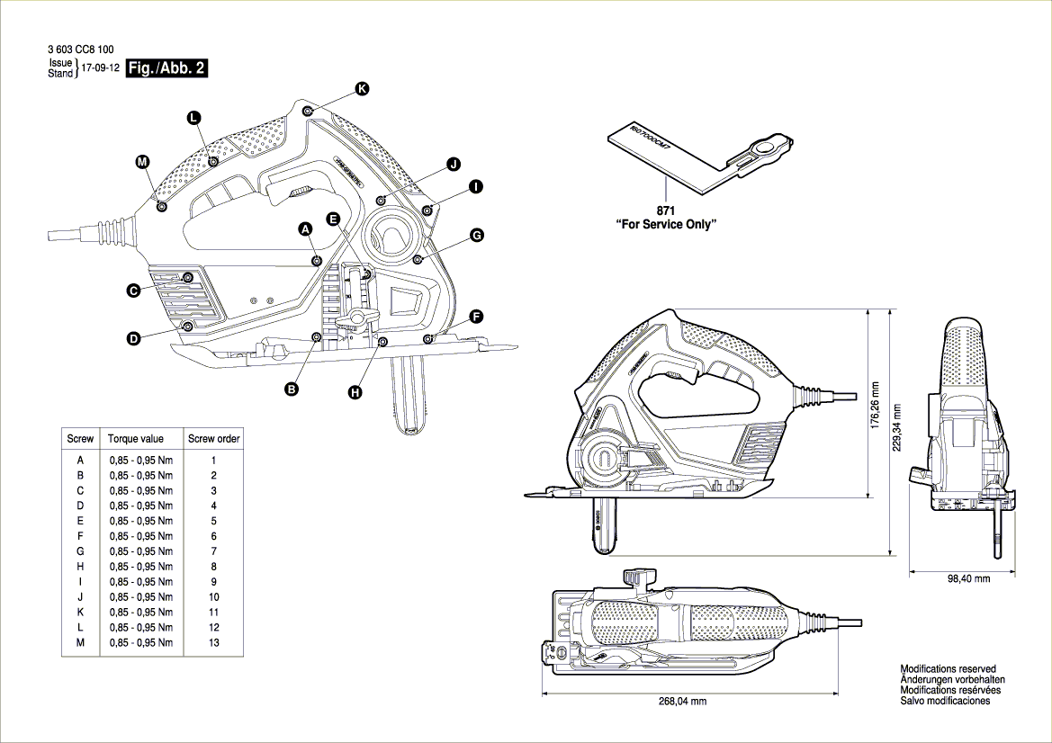 Для мульти-пилы Bosch AdvancedCut 50 230 V 3603CC8100, деталировка 2
