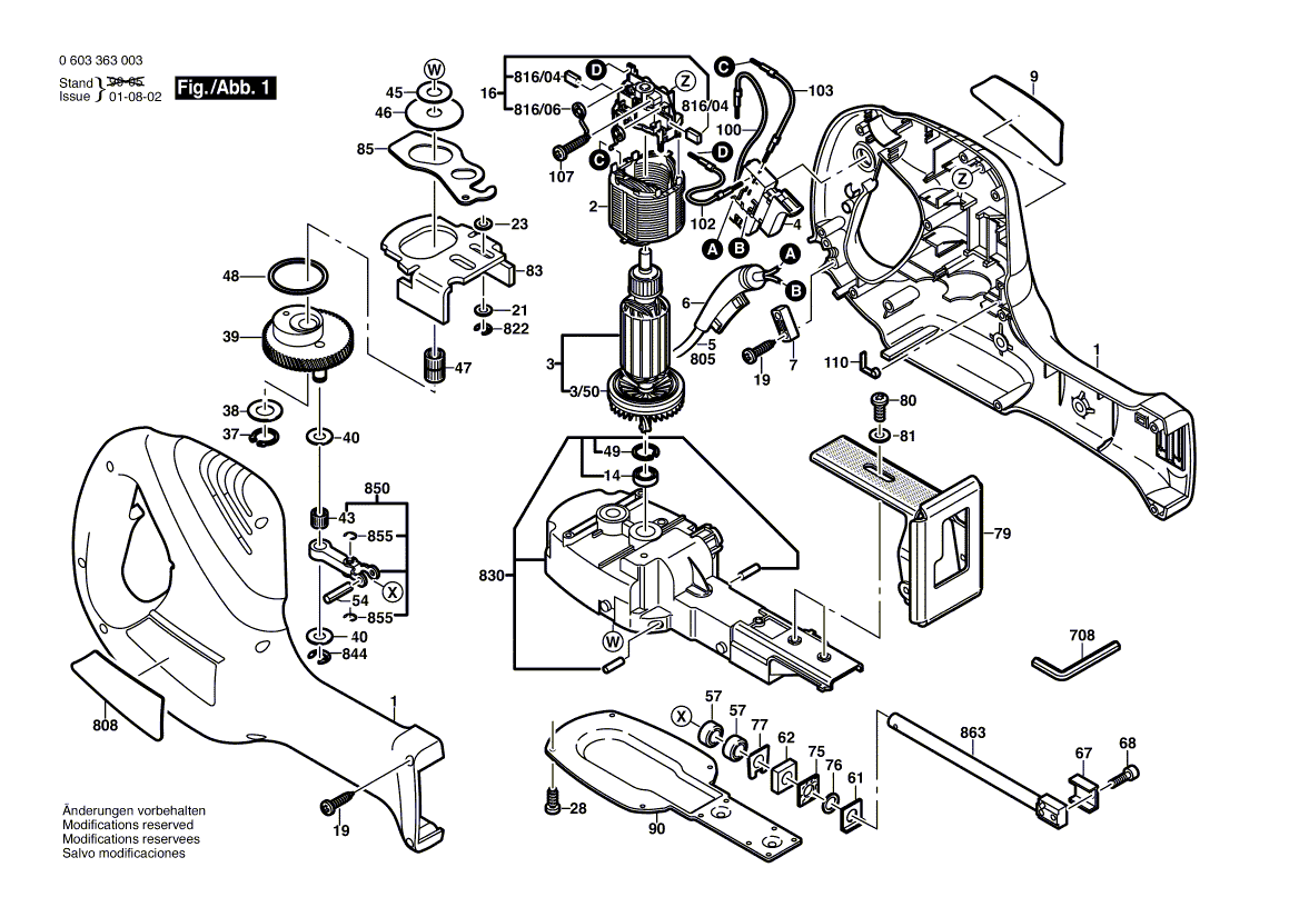 Для ножовки Bosch PFZ 600 230 V 0603363003, деталировка 1