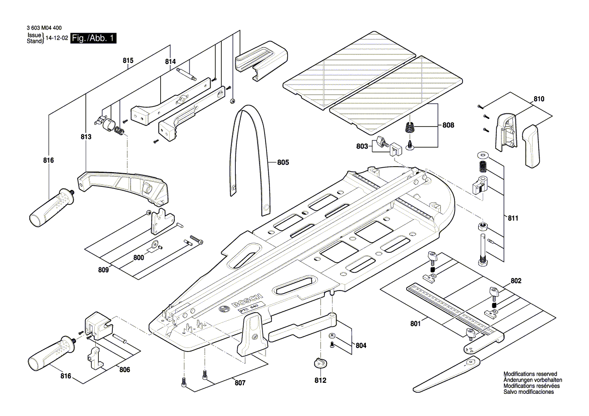 Для плиткореза Bosch PTC 640 3603M04400, деталировка 1