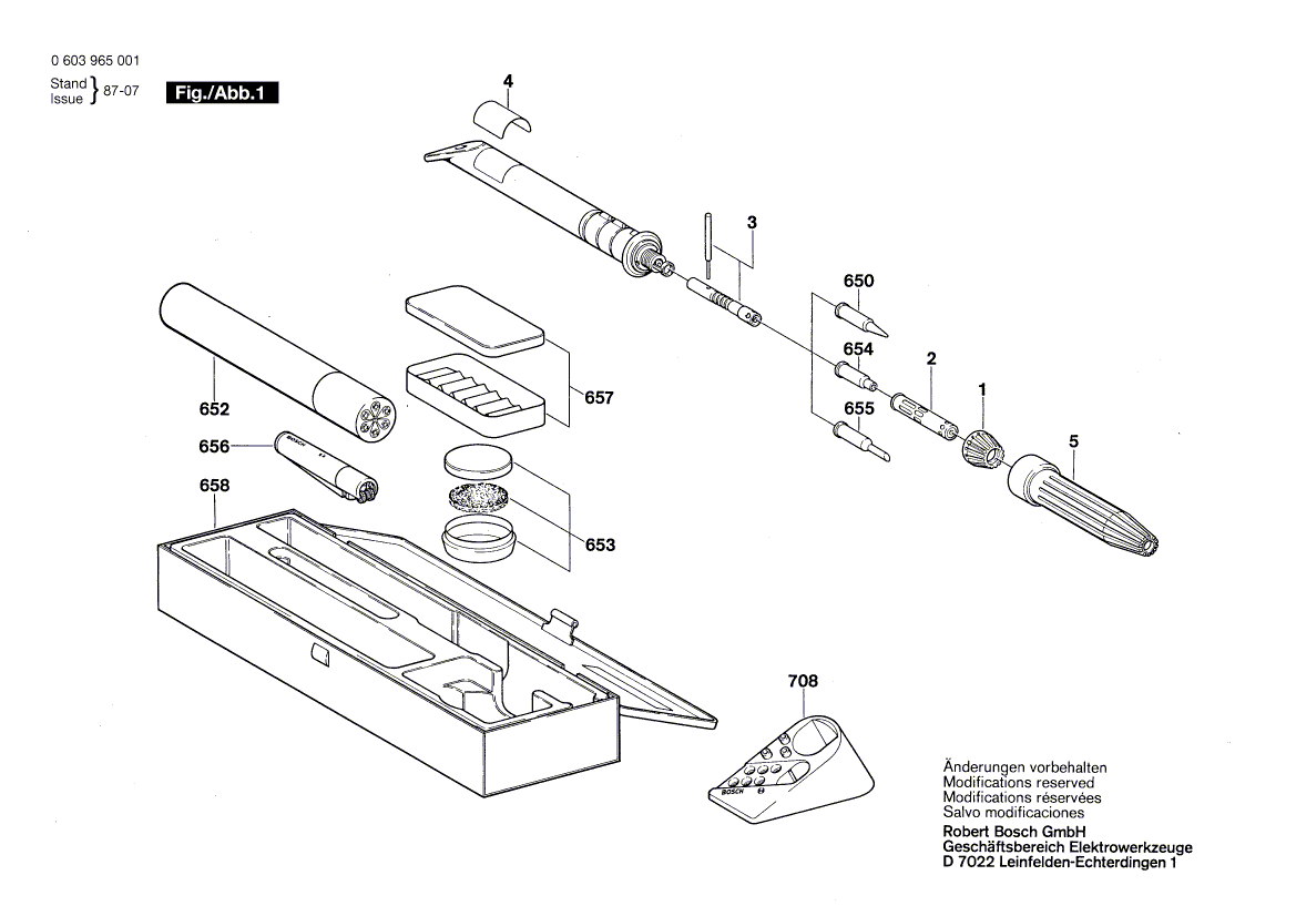 Для газового паяльника Bosch MGL 1300 0603965001, деталировка 1