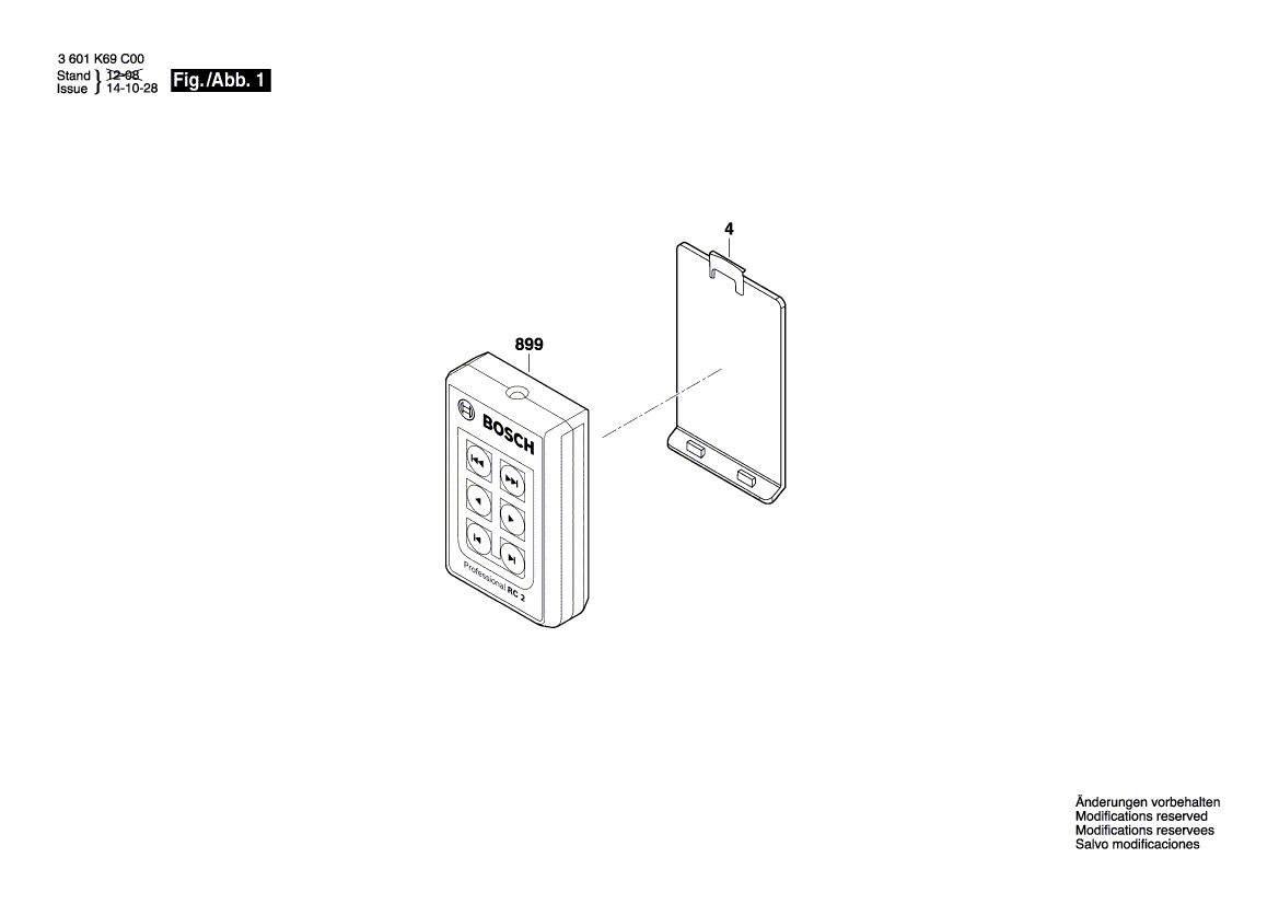 Для дистанционного управления Bosch RC 2 3601K69C00, деталировка 1