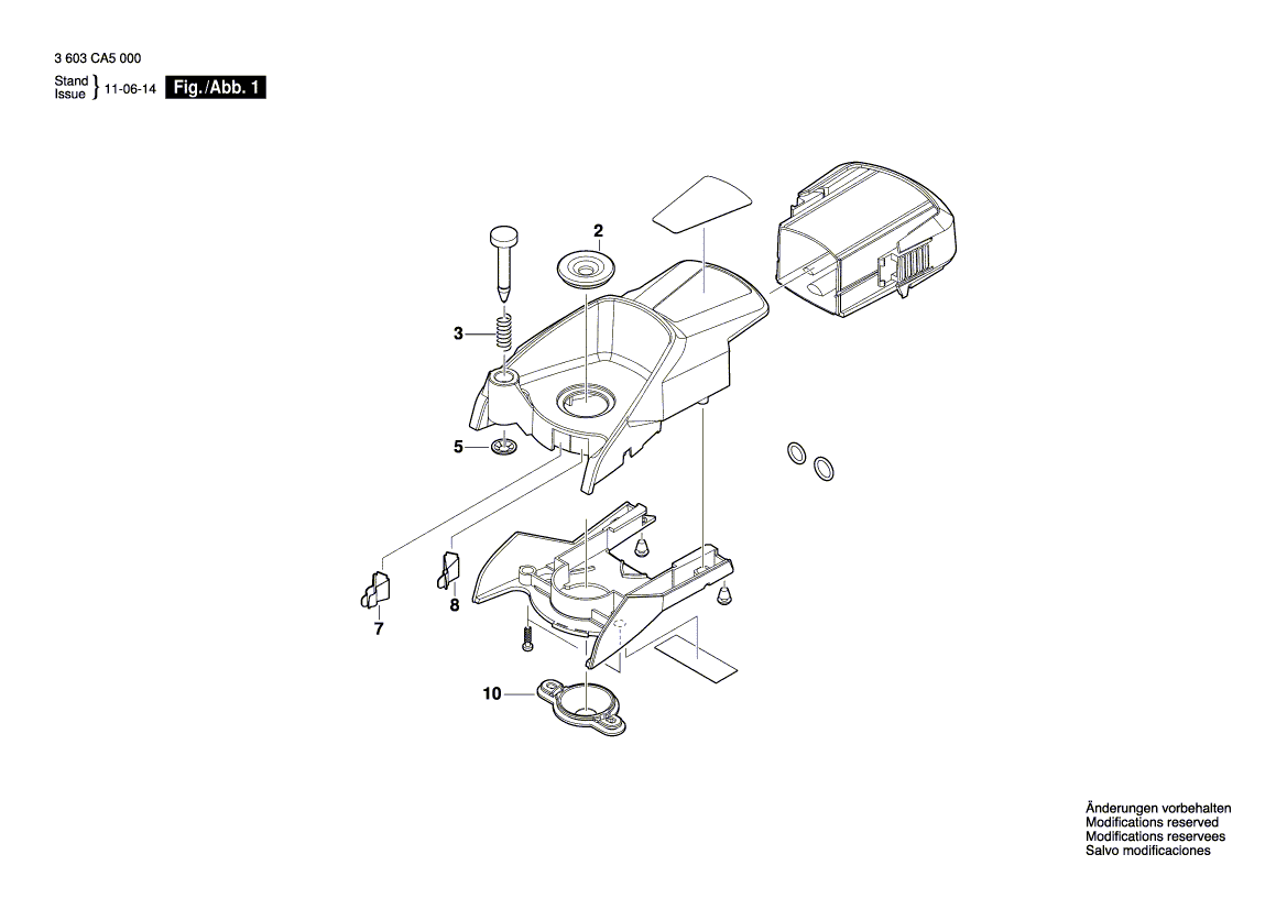 Для пылесборника Bosch PDC 1 3603CA5000, деталировка 1