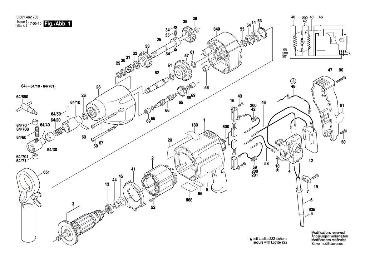 Для резьбореза Bosch 220 V 0601462703, деталировка 1