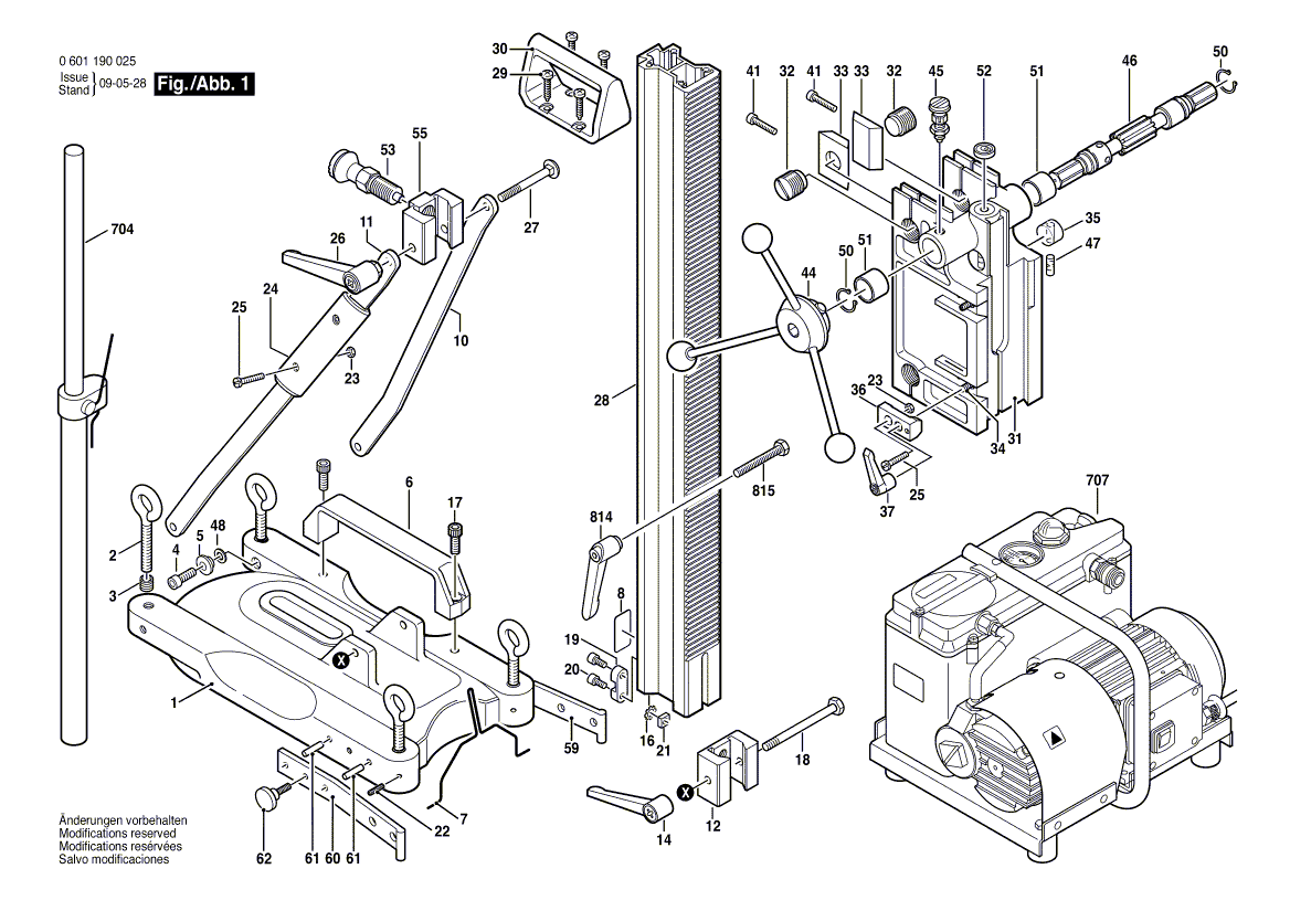 для сверлильной стойки Bosch S 500 A 0601190025, деталировка 1