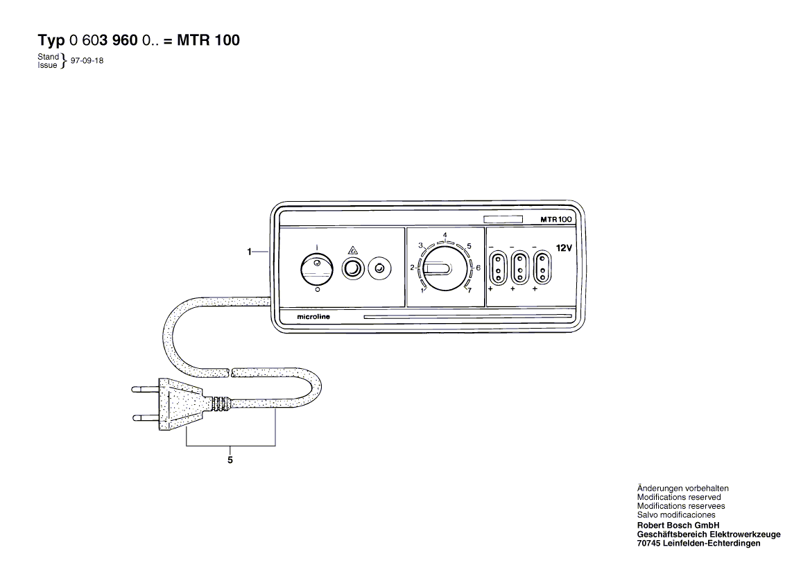 Для сетевого трансформатора Bosch MTR 25 230 V 0603960103, деталировка 1