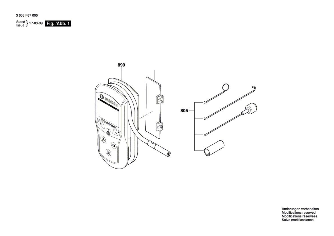 Для смотровой камеры Bosch PIC 90 12 V 3603F87000, деталировка 1