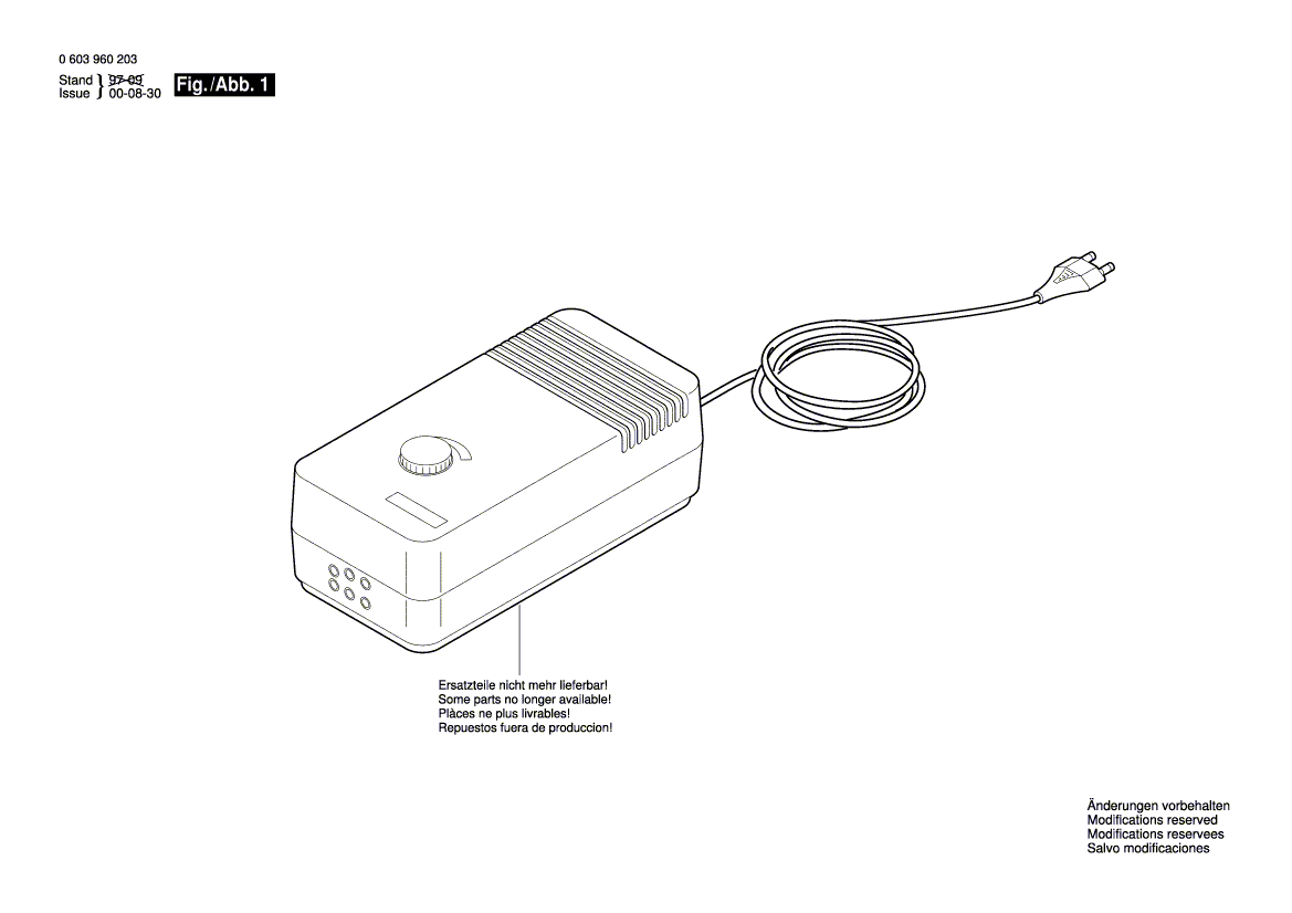 Для трансформатора Bosch MTR 48 E 220 V 0603960203, деталировка 1