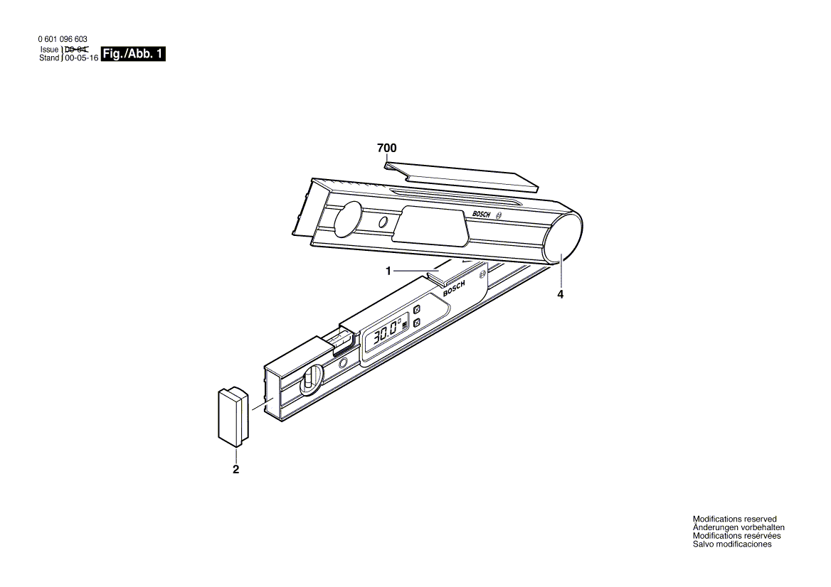 Для угломера Bosch DWM 40 L 0601096603, деталировка 1