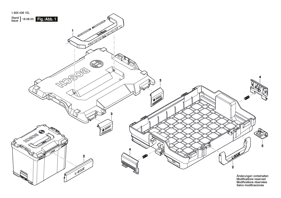 Для чемодана для инструмента Bosch L-Box 16054381EL, деталировка 1