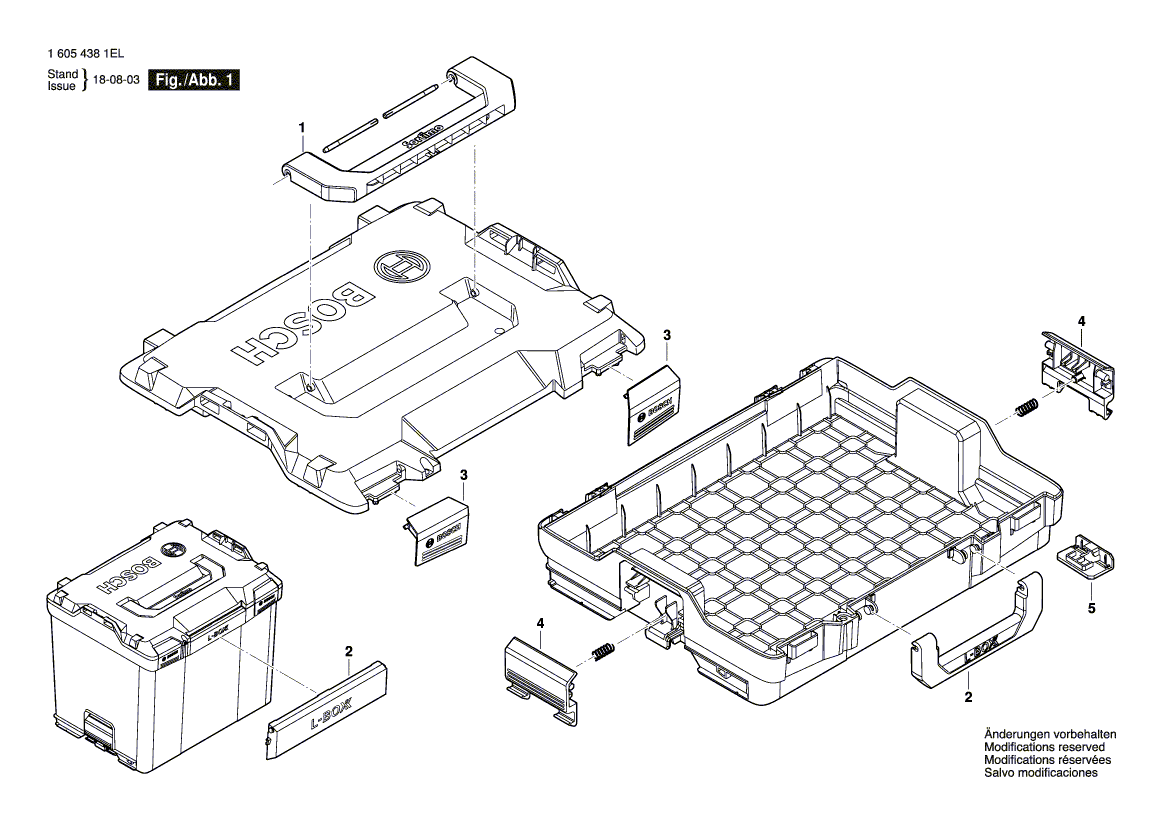 Для чемодана для инструмента Bosch L-Box 16054381ER, деталировка 1