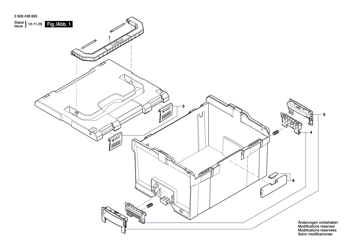 Для чемодана для инструмента Bosch L-Box 2608438693, деталировка 1