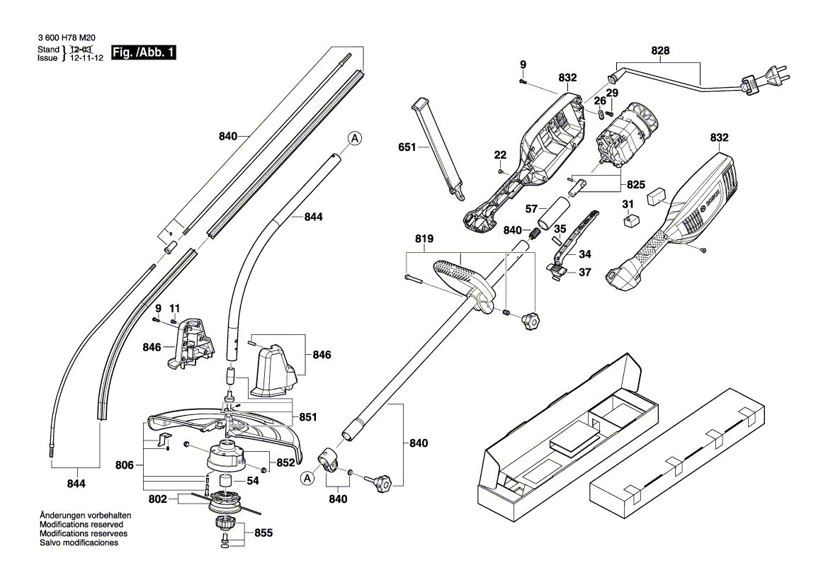 Для электросерпа Bosch ART 37 230 V 3600H78M20, деталировка 1