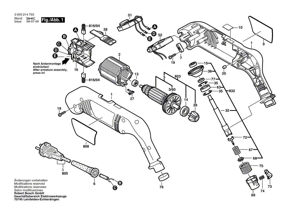 Для электрощетки Bosch PEB 500 E 230 V 0603214703, деталировка 1