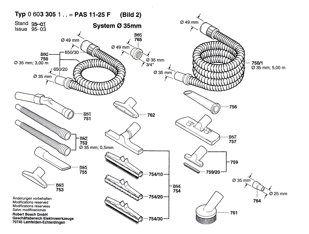 для универсального пылесоса Bosch PAS 10-25 F 230 V 0603305103, деталировка 2