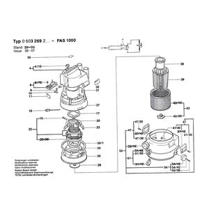 для универсального пылесоса Bosch PAS 1000 220 V 0603269203, деталировка 1