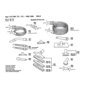 для универсального пылесоса Bosch PAS 1000 220 V 0603269262, деталировка 2