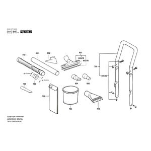 для универсального пылесоса Bosch PAS 1000 F 220 V 0603269403, деталировка 2