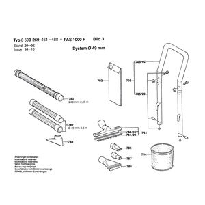 для универсального пылесоса Bosch PAS 1000 F 220 V 0603269473, деталировка 3