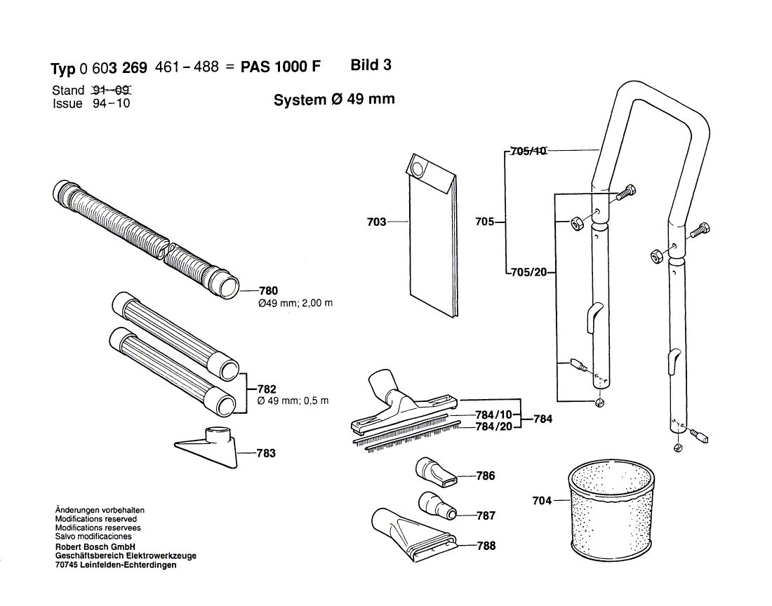 для универсального пылесоса Bosch PAS 1000 F 220 V 0603269473, деталировка 3