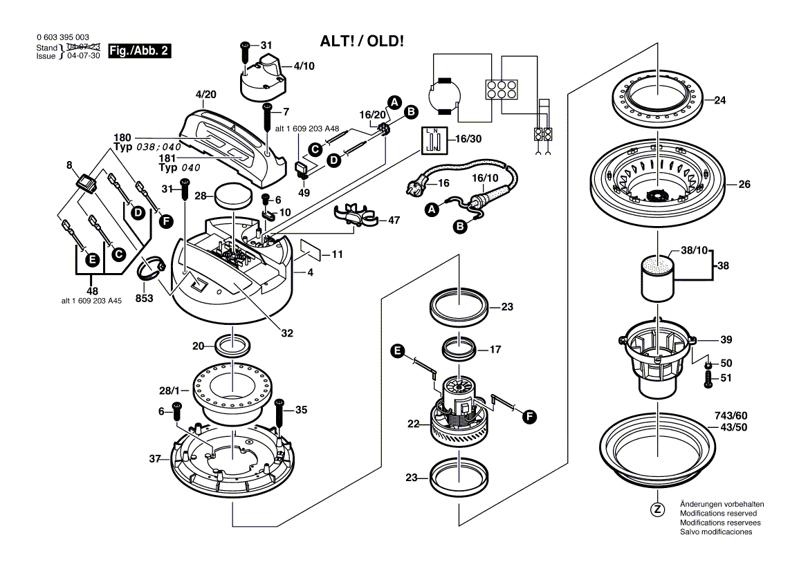 для универсального пылесоса Bosch PAS 11-21 230 V 0603395003, деталировка 2