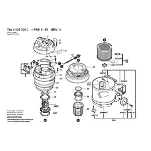 для универсального пылесоса Bosch PAS 11-25 230 V 0603305003, деталировка 1