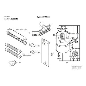 для универсального пылесоса Bosch PAS 12-50 F 230 V 0603306103, деталировка 3