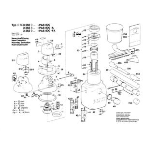 для универсального пылесоса Bosch PAS 800 220 V 0603262003, деталировка 1