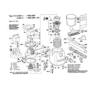 для универсального пылесоса Bosch PAS 800 220 V 0603262003, деталировка 2