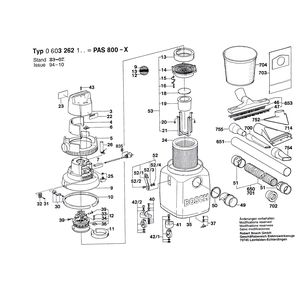 для универсального пылесоса Bosch PAS 800-X 220 V 0603262103, деталировка 1