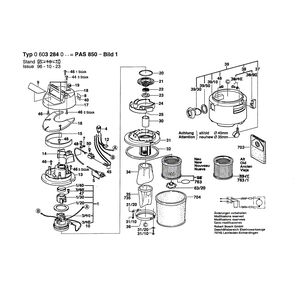 для универсального пылесоса Bosch PAS 850 220 V 0603284003, деталировка 1