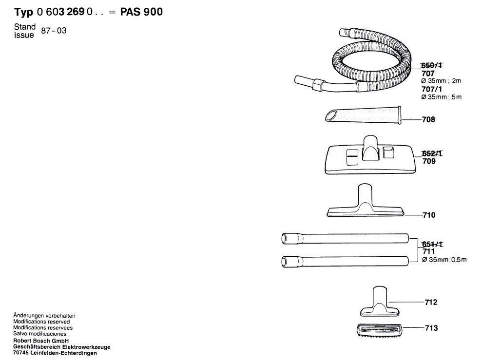 для универсального пылесоса Bosch PAS 900 220 V 0603269003, деталировка 2