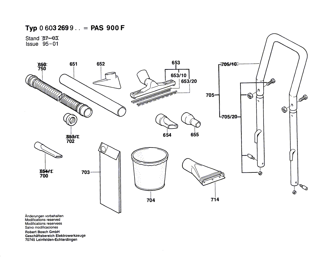 для универсального пылесоса Bosch PAS 900 F 220 V 0603269903, деталировка 3
