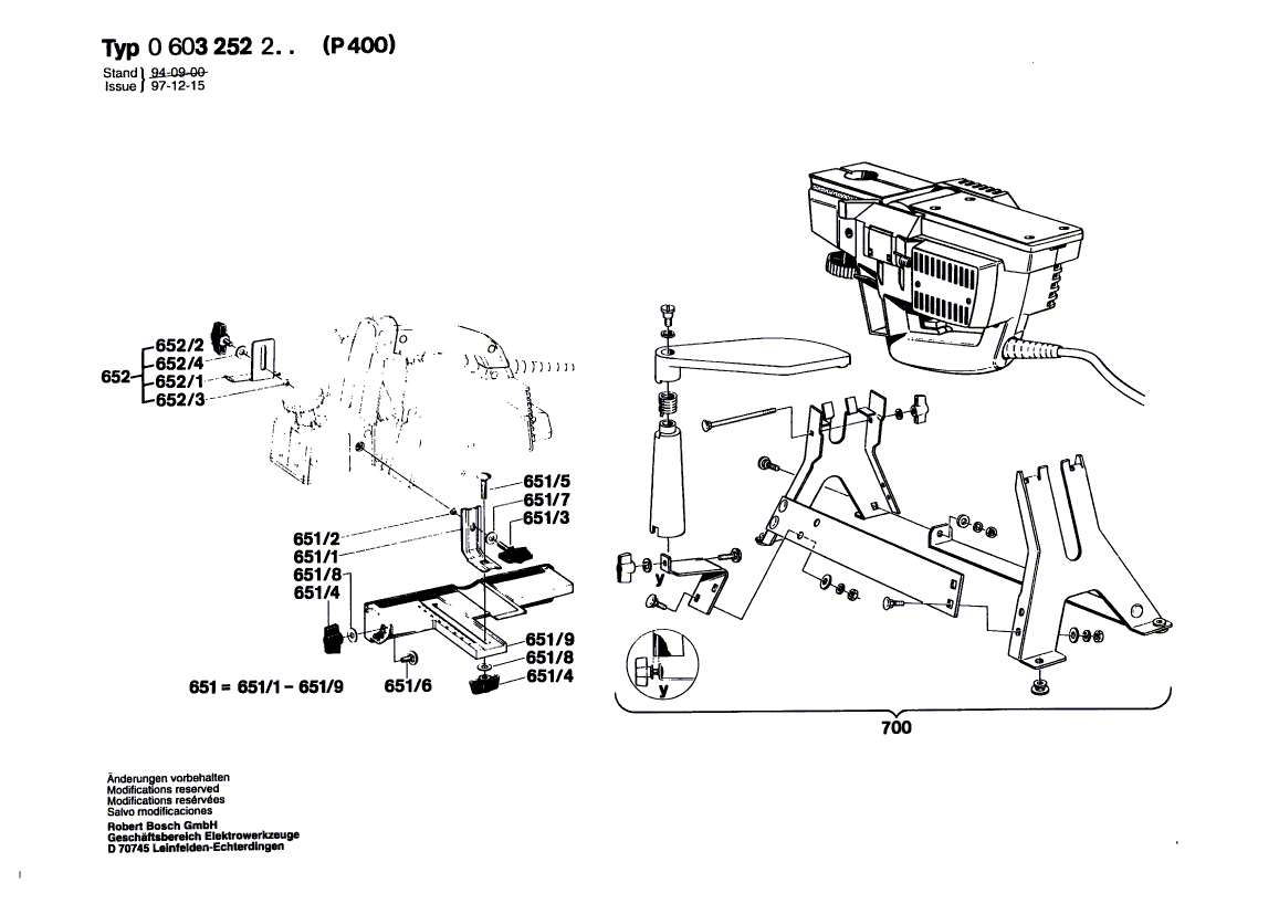 для рубанка Bosch P 400 220 V 0603252203, деталировка 2