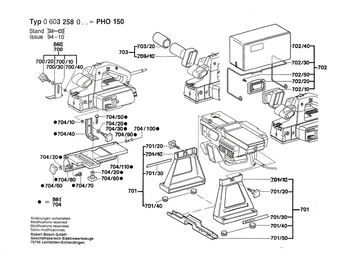 для рубанка Bosch PHO 150 220 V 0603258003, деталировка 2