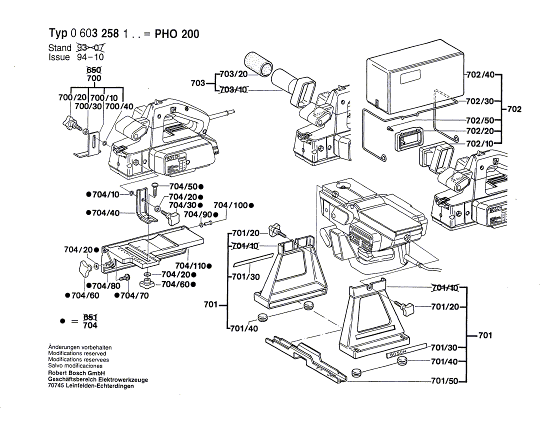 для рубанка Bosch PHO 200 220 V 0603258103, деталировка 2