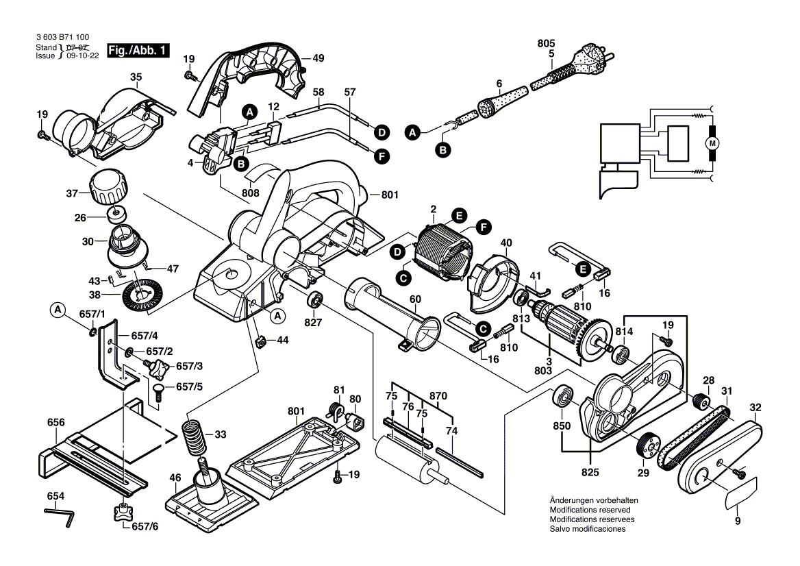 для рубанка Bosch PHO 3100 230 V 3603B71100, деталировка 1