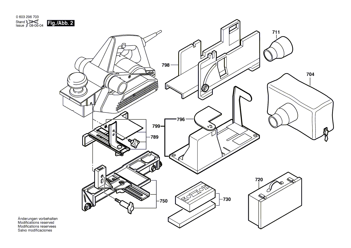для рубанка Bosch PHO 35-82 C 230 V 0603296703, деталировка 2