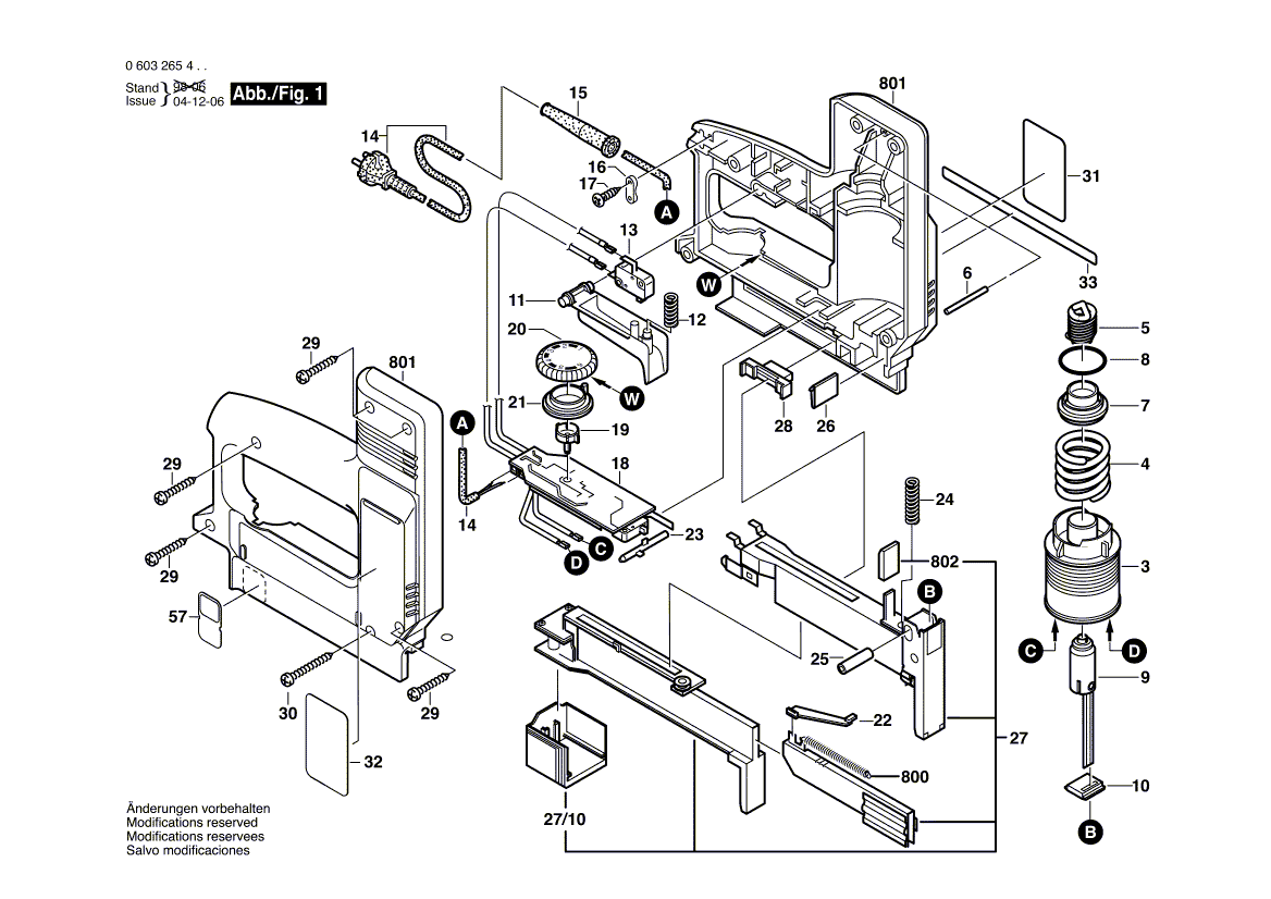 Для степлера Bosch PTK 23 E 230 V 0603265403, деталировка 1