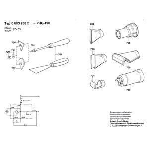 для термовоздуходувки Bosch PHG 490 220 V 0603268203, деталировка 2