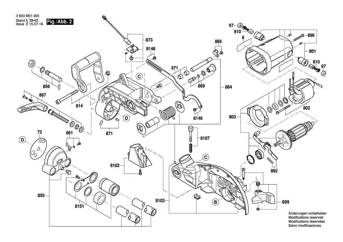 для торцевочной пилы Bosch PCM 7S 230 V 3603M01300, деталировка 2