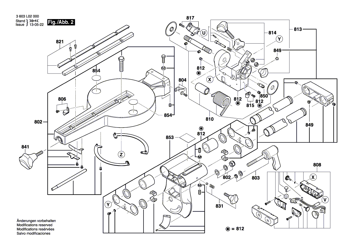 для торцевочной пилы Bosch PCM 8 S 230 V 3603L02000, деталировка 2