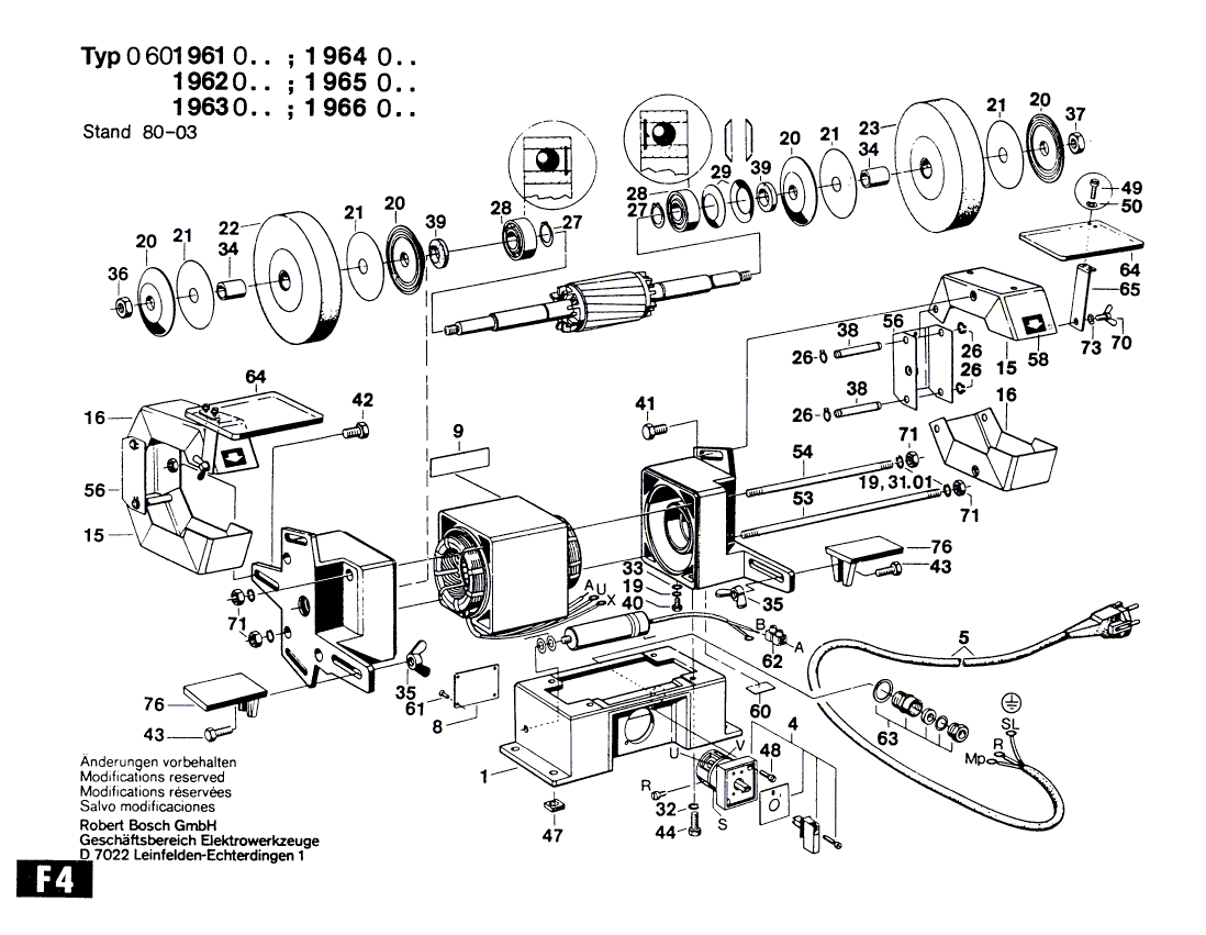для точила Bosch 220 V 0601965003, деталировка 1