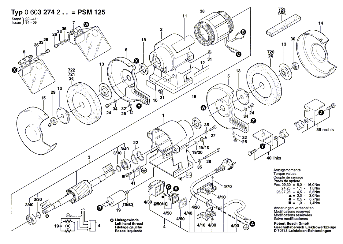 для точила Bosch PSM 125 230 V 0603274203, деталировка 1