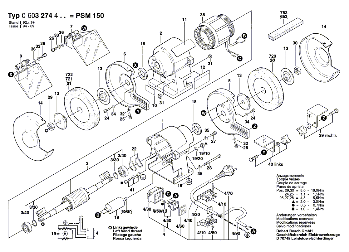 для точила Bosch PSM 150 230 V 0603274403, деталировка 1