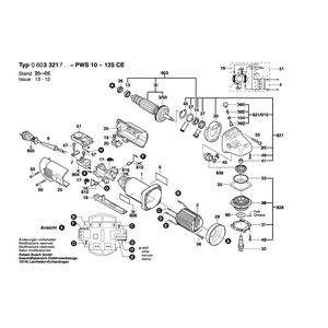 для угловой шлифмашины Bosch PWS 10-125 CE 230 V 0603321703, деталировка 1