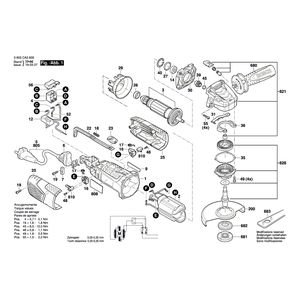 для угловой шлифмашины Bosch PWS 1000-125 230 V 3603CA2600, деталировка 1