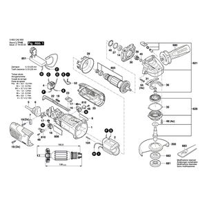 для угловой шлифмашины Bosch PWS 1000-125 CE 230 V 3603CA2800, деталировка 1